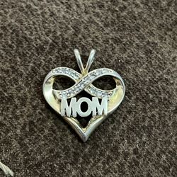 Gold Over .925 Silver . CZ MOM Pendant 