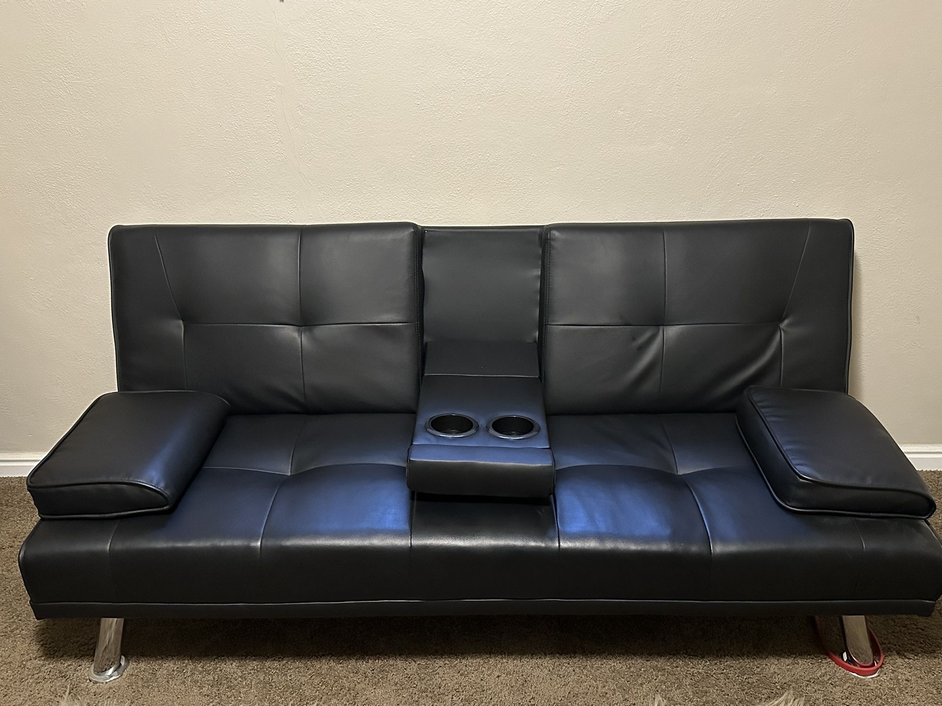 Black Futon Couch WITH Cupholders