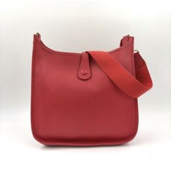 Hermès Evelyn TPM Shoulder Bag – Red Epsom, Gold Hardware