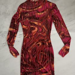 Shein Pink and orange long sleeve mini dress