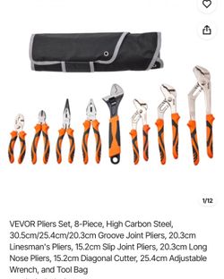 VEVOR Pliers Set, 8-Piece, High Carbon Steel