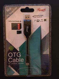 Rosewill 4-inch OTG Card Reader & USB Charging Cable - Black