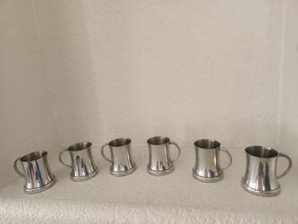 6 Pewter Shot Cups
