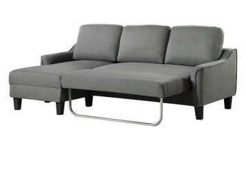 Sectional sofa with pull out bed, gray, excellent condition