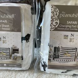 The Peanutshell Discontinued Safari Crib Sheet And Changing Pad Cover