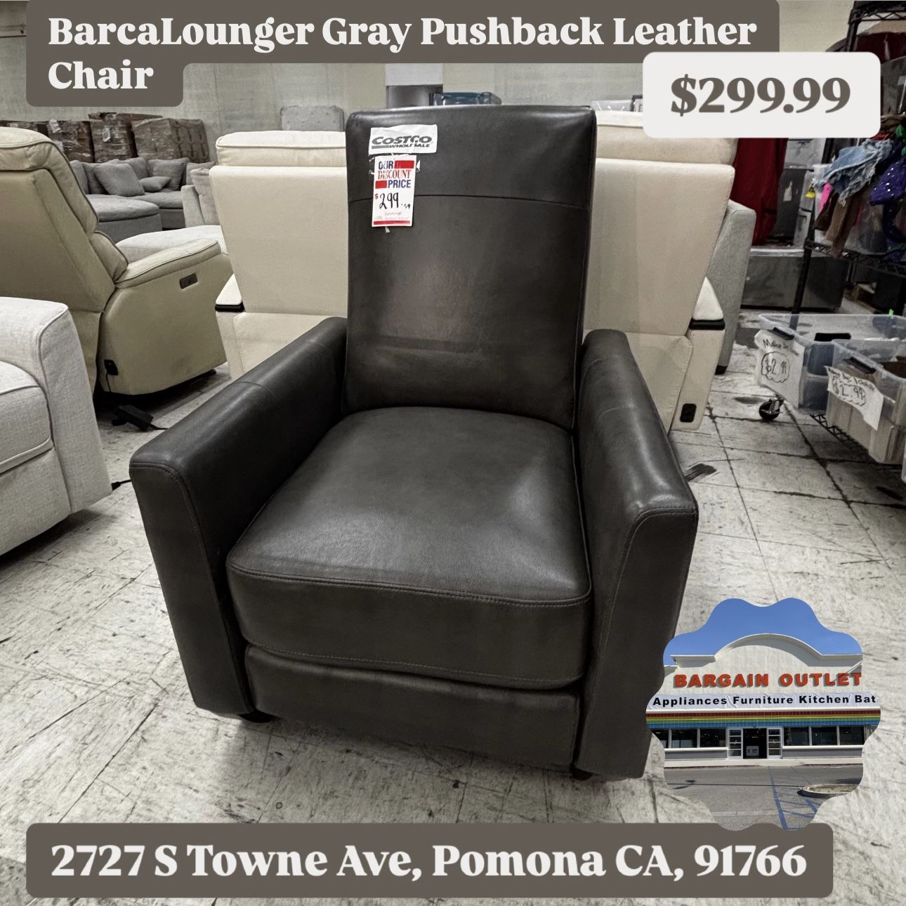 BarcaLounger Gray Pushback Recliner 