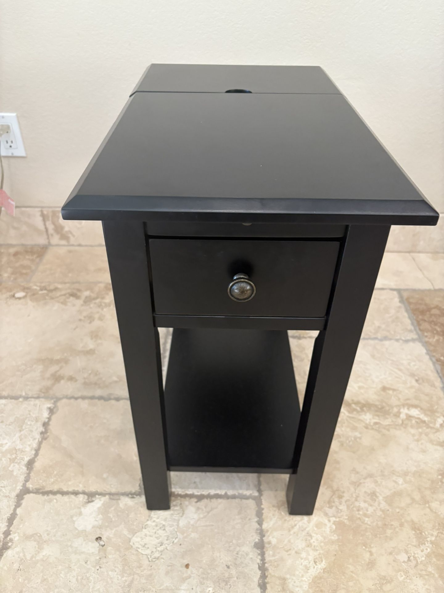 Solid Wood Side Table w/charging Ports