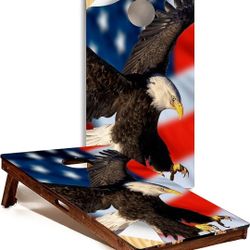  American Flag Eagle - Patriotic Cornhole Board Wrap - Laminated Weatherproof Vinyl Decal 

