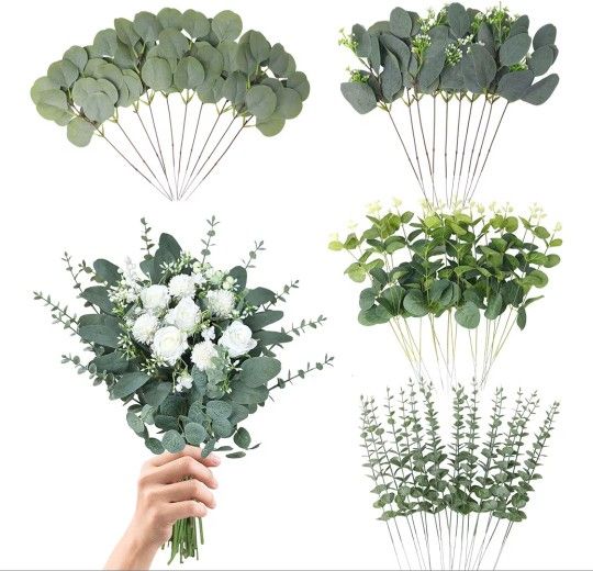 Eucalyptus Leaves Stems 80 PCS, 4 Kinds 