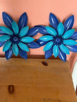 Blue Flower Wall Decor Set of 2