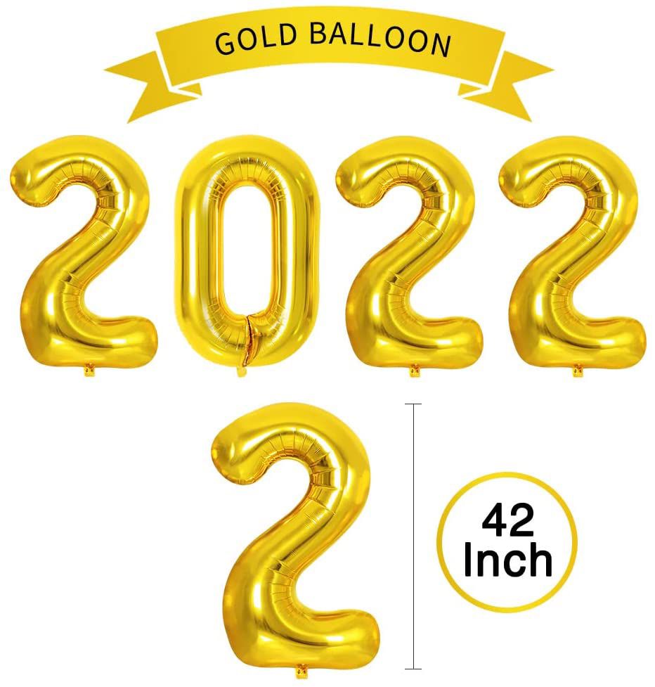 42 Inch 2022 Gold Foil Number Balloons for Festival Party Supplies, 2022 Graduation Decorations, New Year, Anniversary, engagement party, Birthday, We