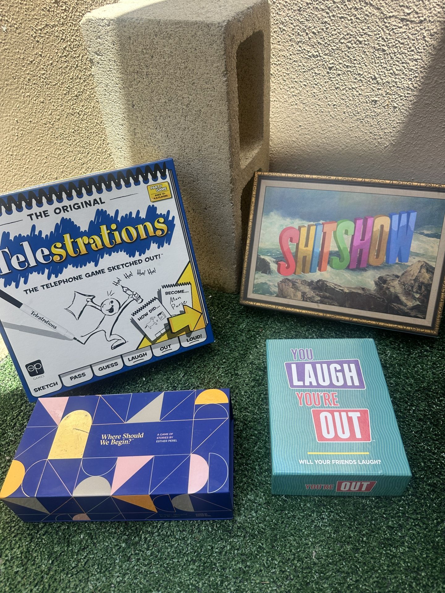 Games/Puzzle: Telestrations, Where Should We Begin, You Laugh You’re Out