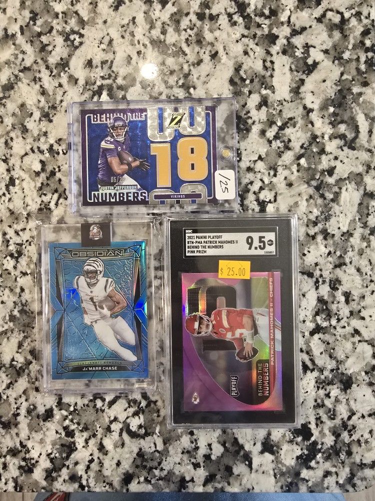 Patrick Mahomes, Justin Jefferson, Ja'Marr Chase Trading Cards