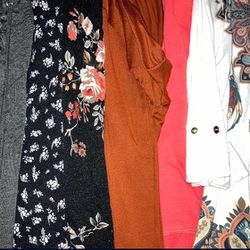 Women’s Charcoal And Coral Accent Blouses: size S-M (six pack) MIX & MATCH  OR BUY INDIVIDUAL PIECES: BEST OFFER!