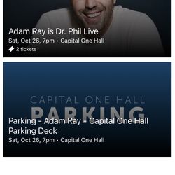 2 Tickets Adam Ray As Dr.Phil W/ Parking