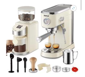 Gevi 20 Bar Espresso Machine with Conical Burr Anti-Static Coffee Grinder 35 Precise Grind Settings;Removable Water Tank;Include Necessary Accessories