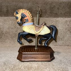 Carousel Collection  Music Box Vintage Horse Black Mane