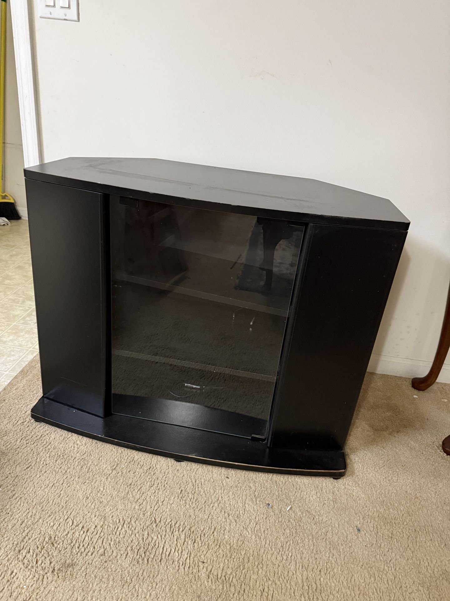 TV Stand with shelving and glass door