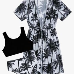 Girls 3 Piece Bikini Swimsuit Set Cute 