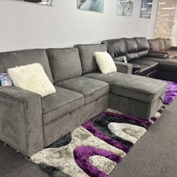 Gray Microfiber Sleeper Sectional Couch For Sale ( Brand New Furniture) We Deliver