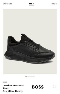 Brand new HUGO BOSS mens’s leather sneakers TTNM EVO_Slon_ltmxly Black