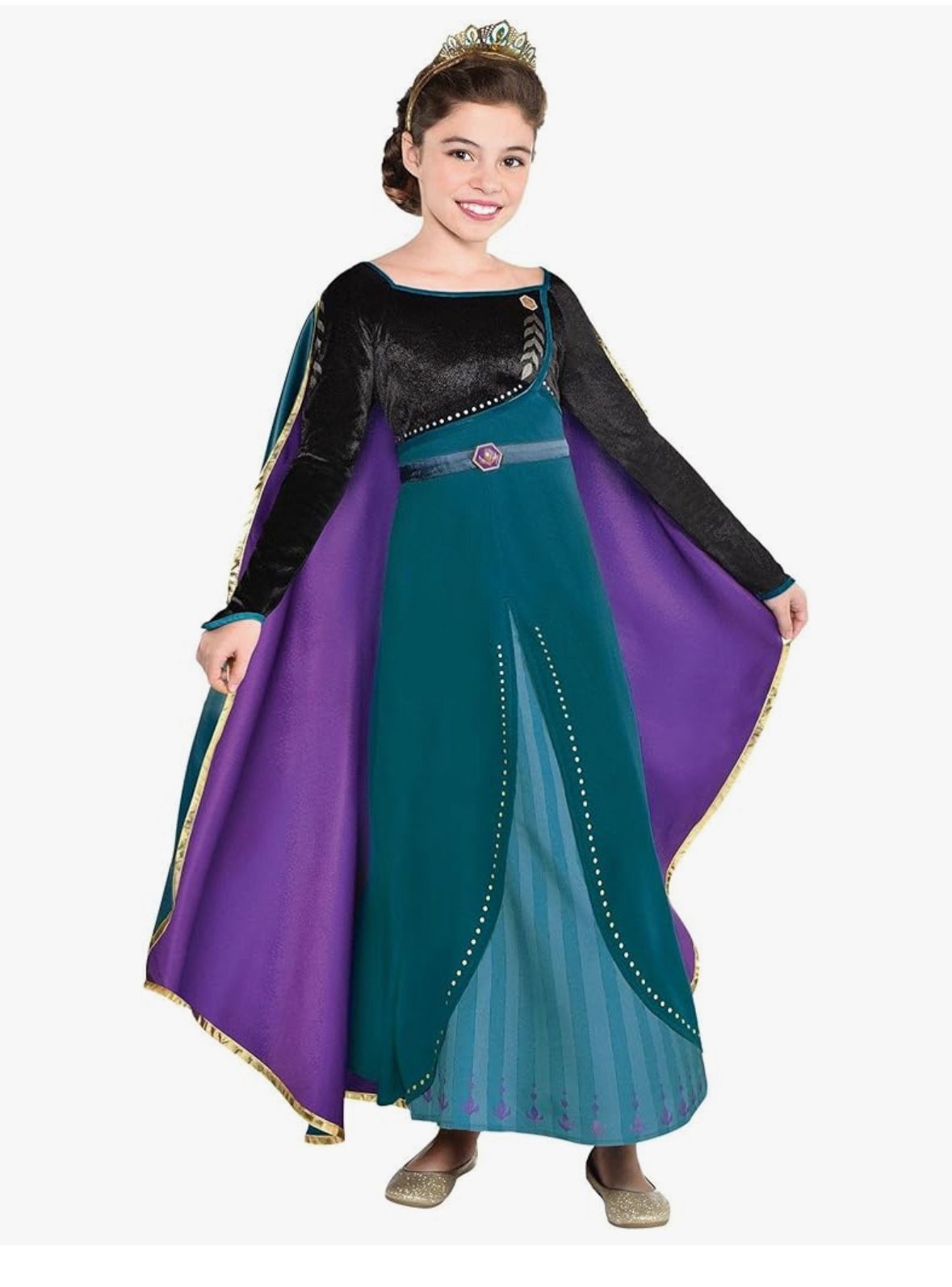 Disney Frozen 2 Queen Anna Halloween Costume for Girls, Includes Dress, Cape