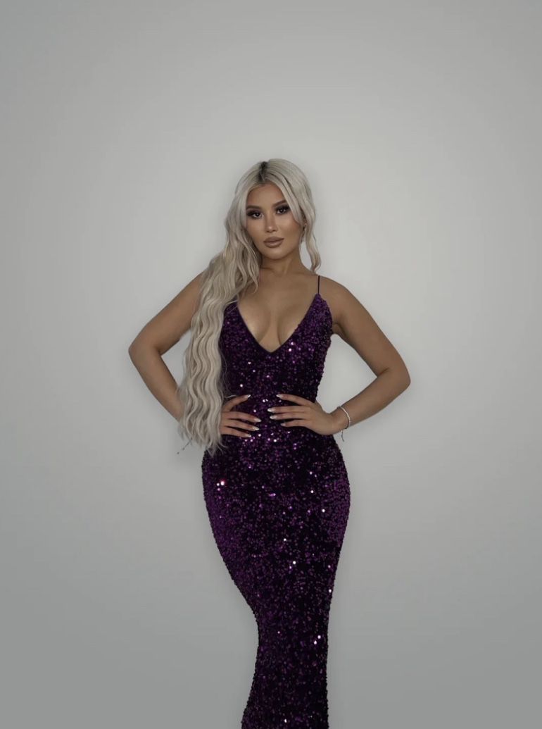 Sparkly purple prom dress 