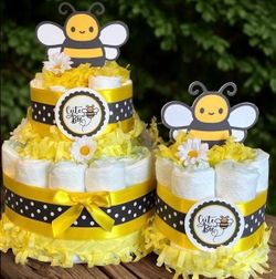 CUTE AS CAN BEE — A “What Will It Bee?” Diaper Cake Duo!