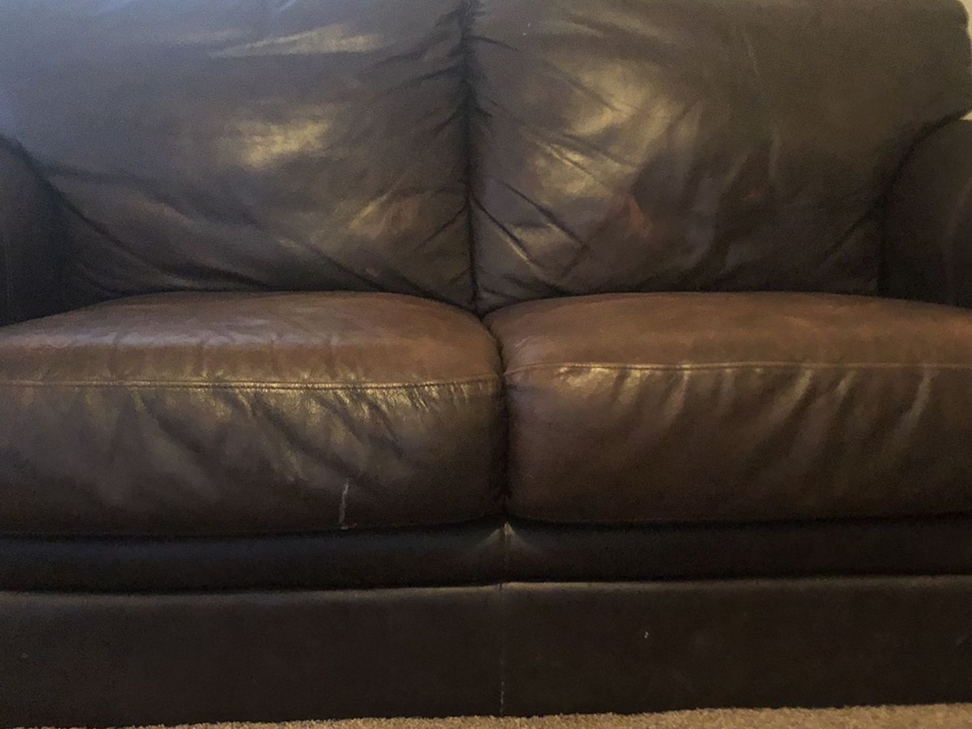 Not Sold Brown Leather Sofa