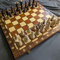 Wood Folding Chess Set - 20x20 Board - 4.3" King Height.