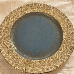 Turquoise & Gold Vintage Plate – George Jones & Sons Crescent China