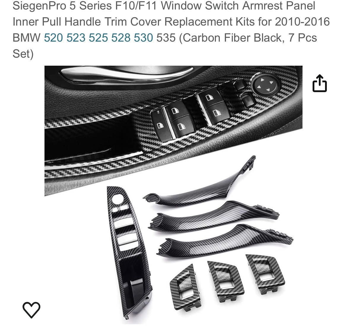 BMW Carbon Fiber Accessories-Window Switch Armrest Panel Replacement Kit