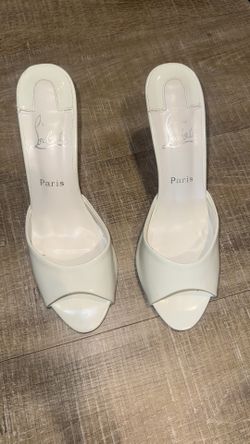 Christian Louboutin Miss Z Mule Heels 80mm Sandals White Size 39