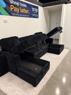 Pull-Out Bed Sleeper Sofa Sectional with Storage & USB Charging $10 Down $749