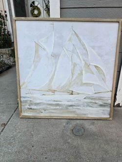 Large frame canvas sailboat