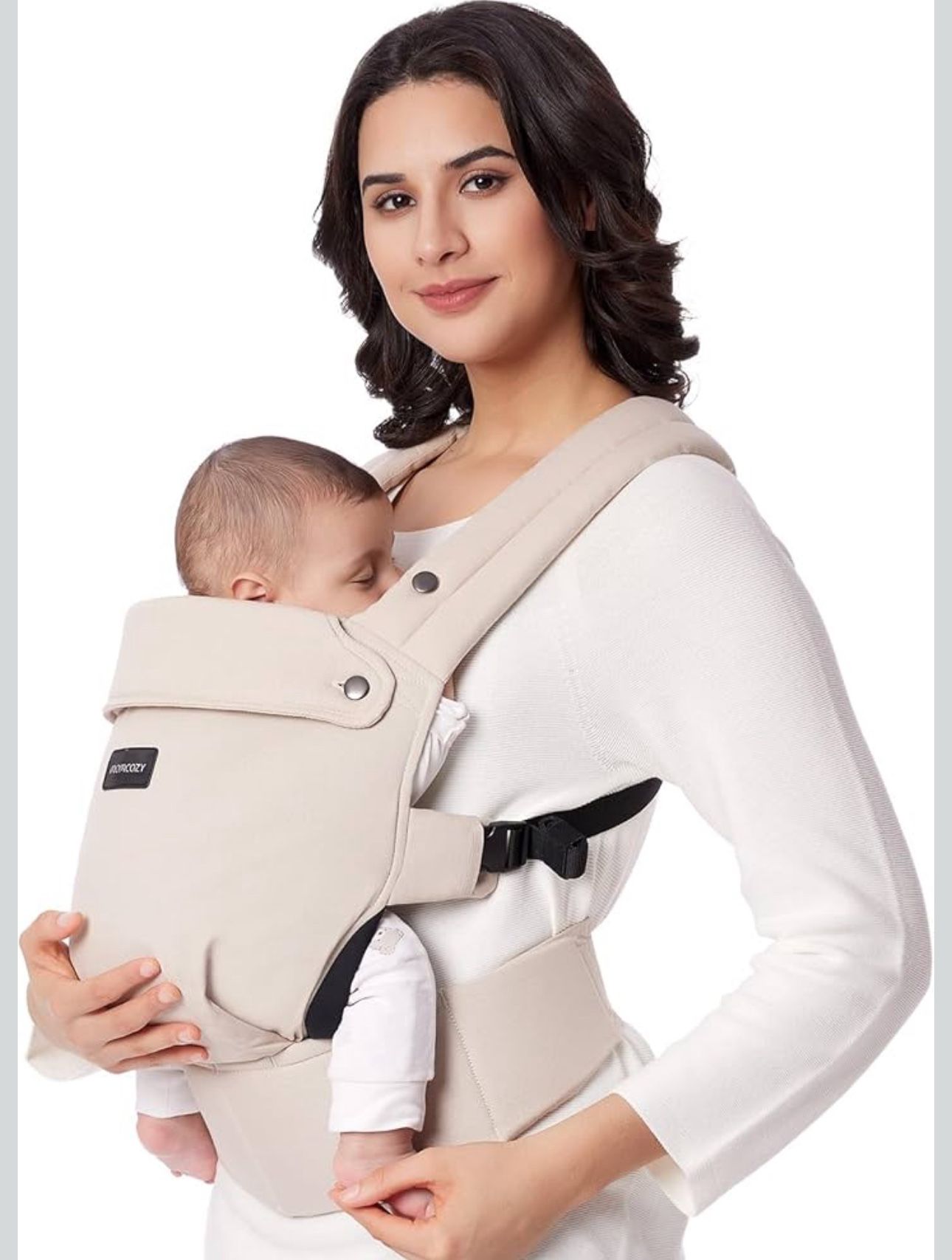 MomCozy Tan Khaki Cotton Structured Baby Carrier