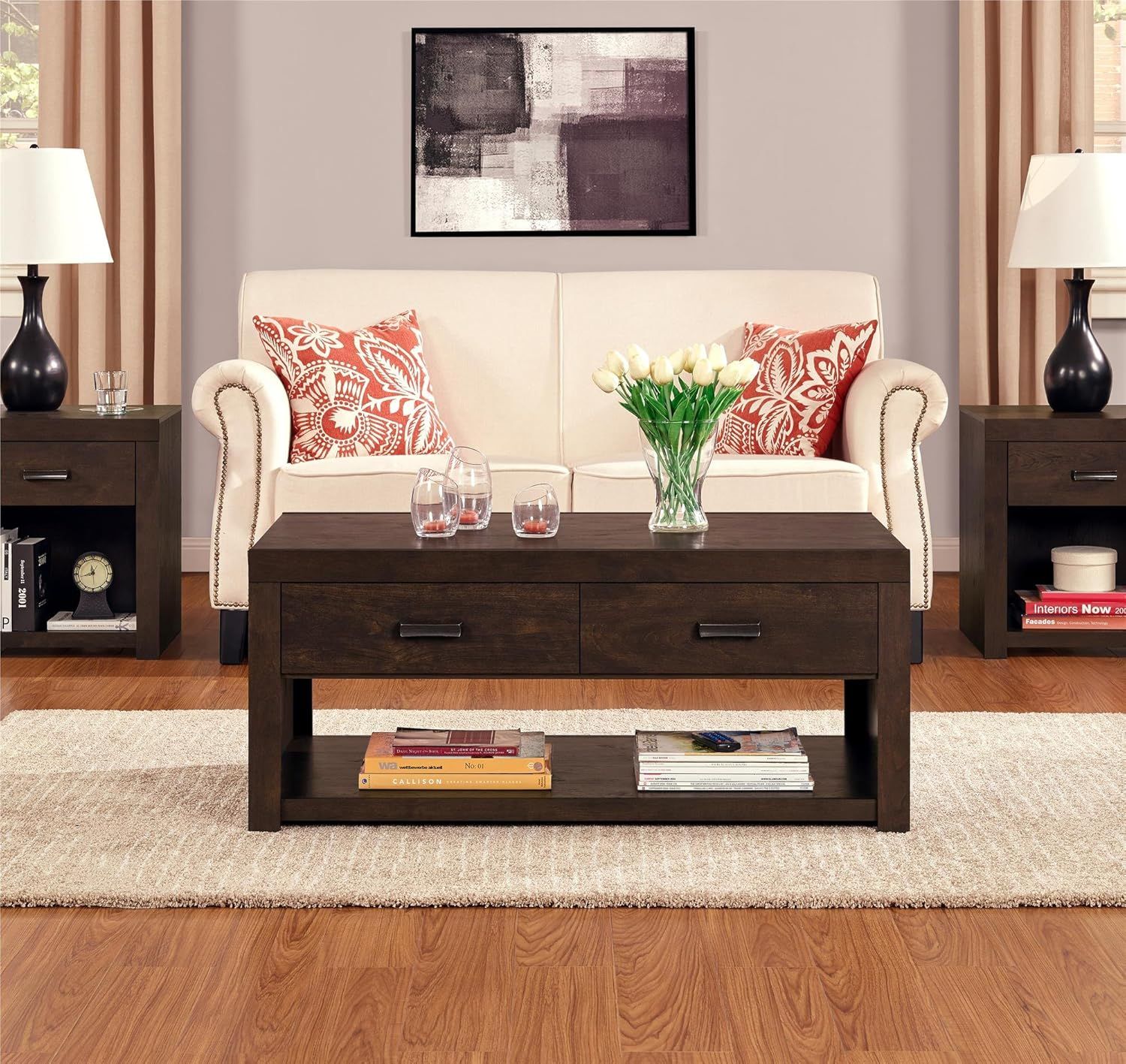 Ameriwood Home Westbrook Coffee Table, Dark Walnut