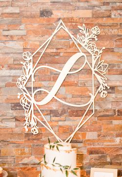 Wedding Monogram Floral Crest Sign