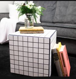 White Tiled Cubed Accent Table