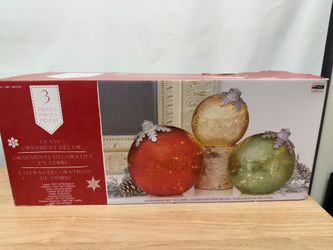3-Piece Glass Ornament Décor Set