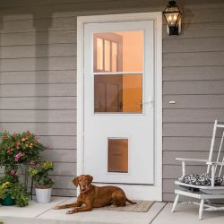 Larson 20 Pet XL Highview 32-in x 81-in Reversible Hinge Storm Door - White