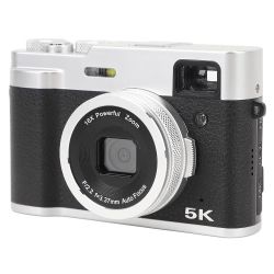 Yunseity 5K Digital Camera, 48MP Vlogging Camera with 16x Digital Zoom, Autofocus Anti Shake Compact Travel Video Camera with Front Rear Dual Cameras 