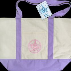 Trader Joes set Purple Lavender Canvas Tote large size