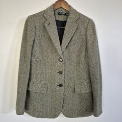 Lauren Ralph Lauren Tweed Single Breast Wool Blazer Size 8