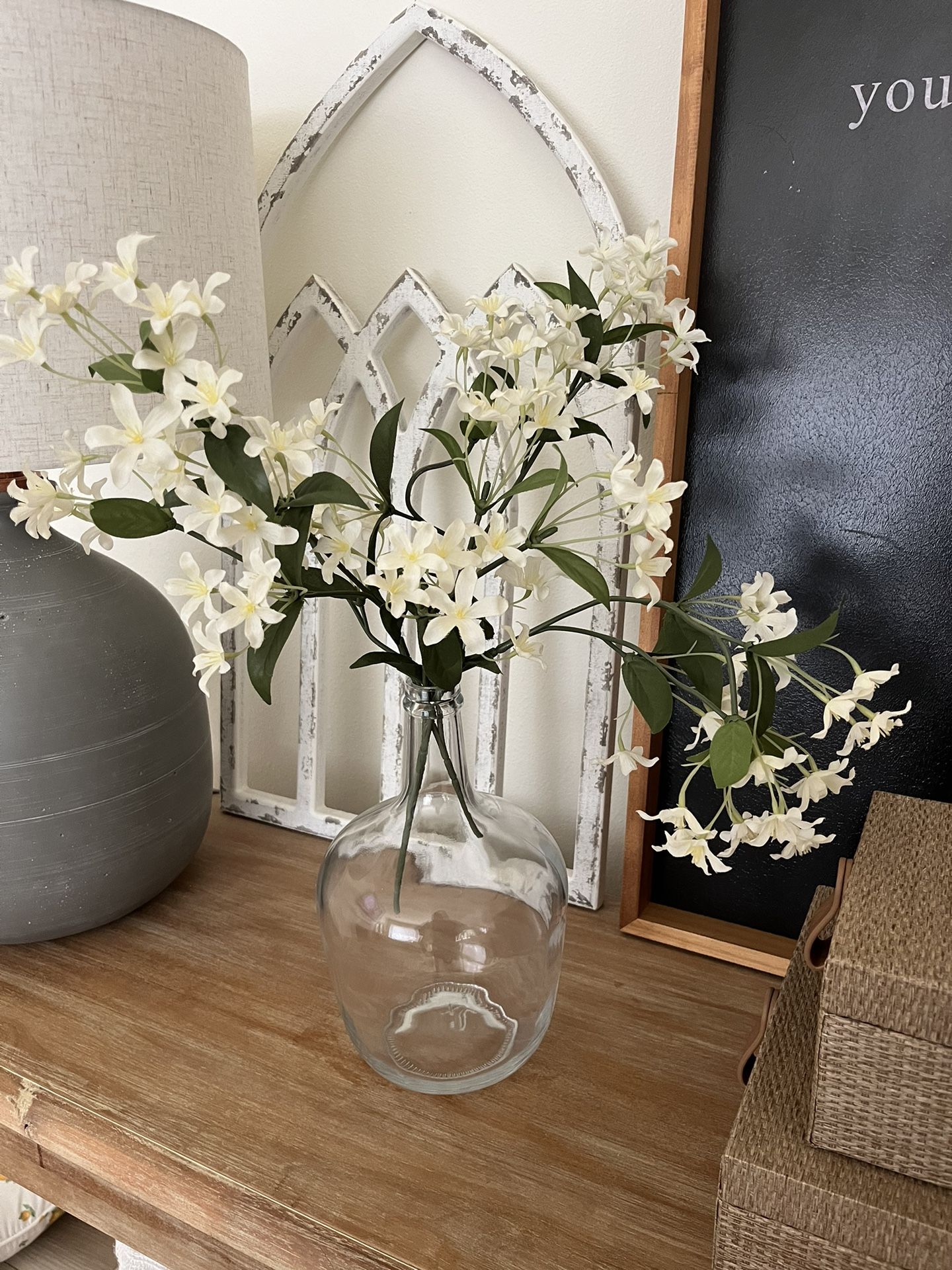 Glass Vase With Flowers $12