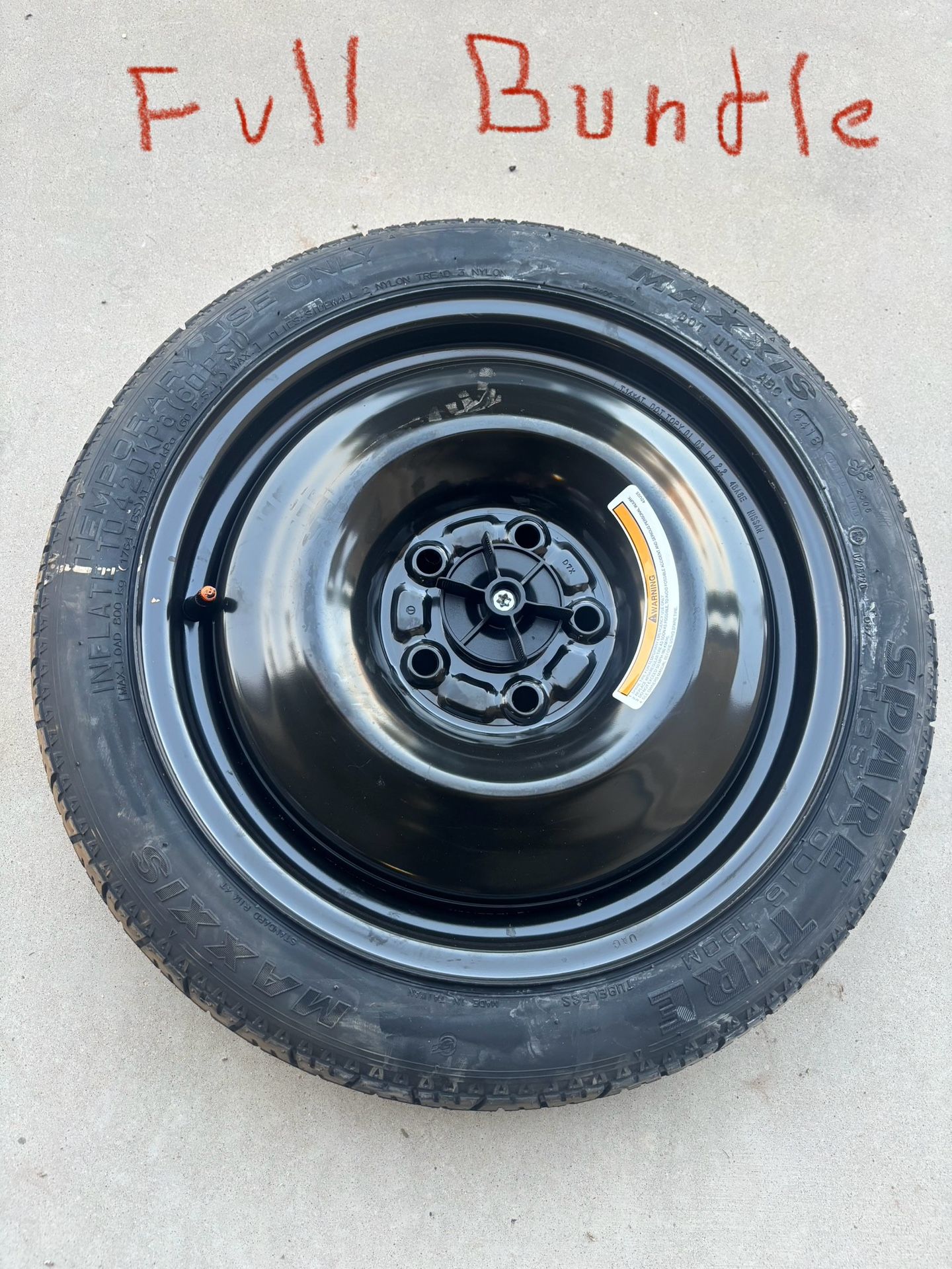 OEM Nissan Altima Spare Tire + Jack Kit + Lug Wrench + Tray – 2019–2024 – Full Emergency Set