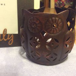 Metal Owl Candle Holder New