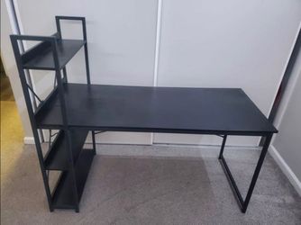 Large metal desk with shelf