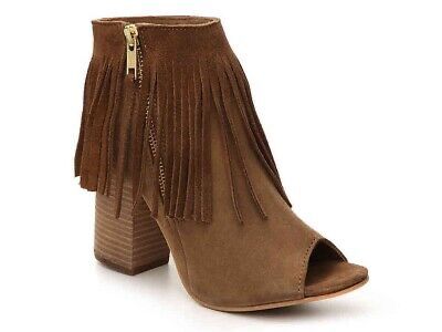 Carlos By Carlos Santana Jasper 2 Peep Toe Fringe Ankle Booties Women's Sz 9.5 M