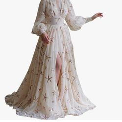 Chiffon Dress for Women,mock neck Pullover Long Sleeve Maxi Dresses L/xl